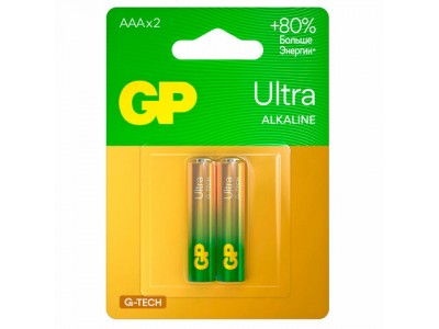Батарейка GP Ultra AAA (LR03) 24AU алкалиновая, BC2 GP 24AU-CR2