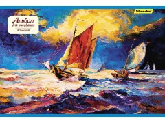 Альбом для рисования Silwerhof 485728 40л. A4 Парусники 2диз. картон скрепка