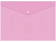 Конверт на кнопке Бюрократ Pastel -PKPAST/PINK A4 пластик 0.18мм розовый кнопка белая, 1481685