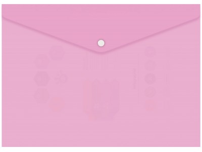 Конверт на кнопке Бюрократ Pastel -PKPAST/PINK A4 пластик 0.18мм розовый кнопка белая, 1481685