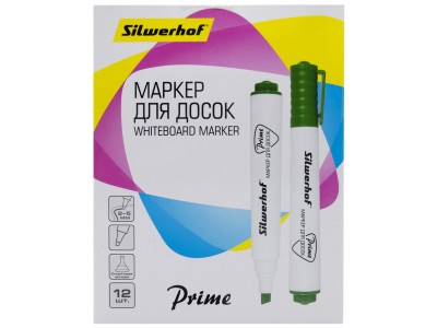 Маркер для досок Silwerhof Prime+ скошенный пиш. наконечник 2-5мм зеленый 1526248