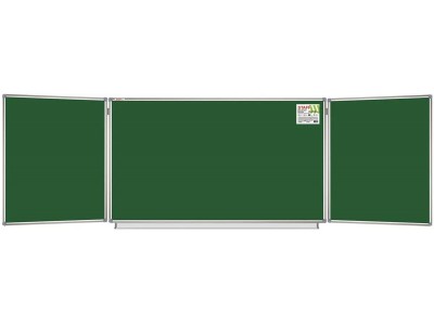 Доска для мела магнитная 3-х элементная 100х150/300см, 5 рабочих поверхн., зеленая, STAFF, 238009