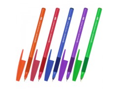 Ручка шариковая BRAUBERG "i-STICK POINT", синяя, корпус ассорти неон, линия письма 0,35 мм, 144022