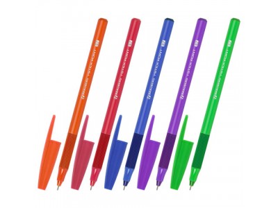 Ручка шариковая BRAUBERG "i-STICK POINT", синяя, корпус ассорти неон, линия письма 0,35 мм, 144022