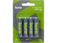 Батарея Buro Alkaline LR6 AA (4шт) блистер, 1776118