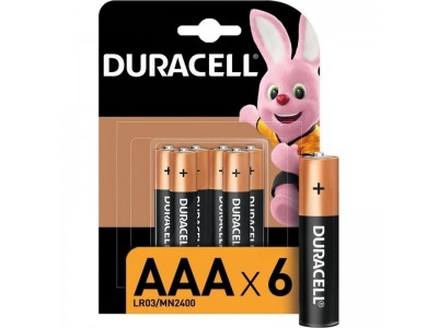 Батарейка Duracell Basic AAA (LR03) алкалиновая, 6BL 5000394107472