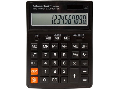 Калькулятор настольный Silwerhof SH-444 черный 12-разр., 1986166