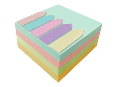 Набор "deVENTE. Pastel" клейкой бумаги для заметок 76x76 мм, 400 л., 4 цв. закладок 45x12 мм, 5x25 листов, 5 цв, 2010401