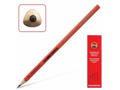 Карандаш чернографитный KOH-I-NOOR "Triograph", B, трехгранный, без ластика, заточенный, 1802