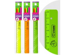 Линейка 16см ДЛЯ ЛЕВШЕЙ NEON ассорти СТАММ, арт. ЛН06