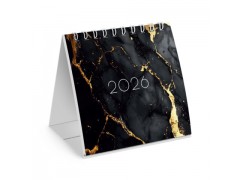 Календарь-домик настольный на гребне, 2026 г., BRAUBERG, 101х101 мм, "Black marble", 117279