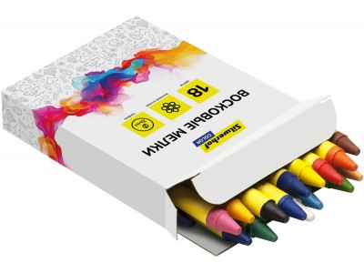 Восковые мелки Silwerhof Color кругл. 18цв. дл.80мм д.8мм картон.кор./европод., 2090502