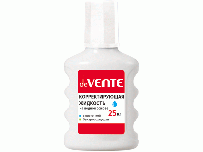 Корректирующая жидкость "deVENTE." 25 мл, быстросохнущая, в бутылочке с кисточкой, 4060300