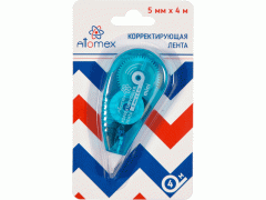 Корректирующая лента "Attomex" 5 ммx4 м, синий прозрачный корпус, фронтальный аппликатор, блистер, 4062101