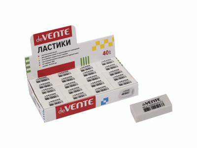Ластик "deVENTE. Box" синтетический каучук, прямоугольный, белый, 31x13x9 мм, dust-free, 4070906