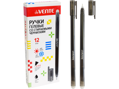 Ручка гелевая стираемая "deVENTE. Snella" d=0,5 мм, с ластиком, одноразовая, черная, 5051317