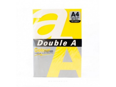 Бумага цветная DOUBLE A, А4, 80 г/м, ярко-желтый (Lemon), 100 листов