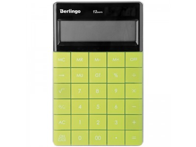 Калькулятор настольный 12 разрядов, двойное питание, 165*105*13 мм, цвет зеленый