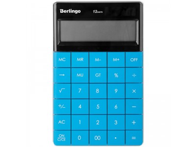 Калькулятор настольный 12 разрядов, двойное питание, 165*105*13 мм, цвет синий