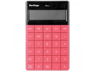 Калькулятор настольный 12 разрядов, двойное питание, 165*105*13 мм, цвет темно-розовый