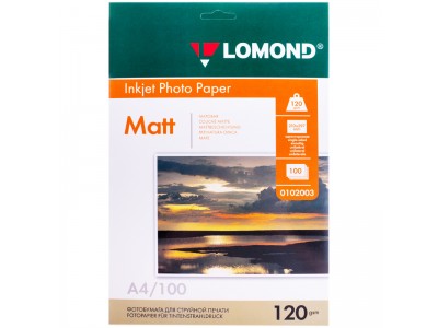 Бумага А4 для стр. принтеров Lomond, 120г/м2 (100л) мат. 0102003