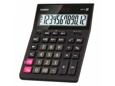 Калькулятор настольный Casio GR-12 черный 12-разр., арт. GR-12-W-EH