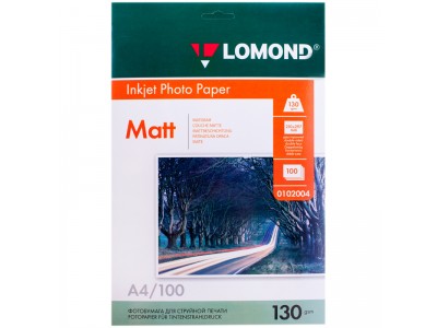 Бумага А4 для стр. принтеров Lomond, 130г/м2 (100л) мат.дв. 0102004