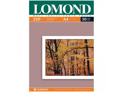 Бумага А4 для стр. принтеров Lomond, 220г/м2 (50л) мат.дв. 0102144