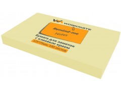 Бумага для заметок с клеевым краем, 125х75 мм, 100л., цвет светло-желтый