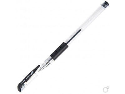Ручка гелевая, 0,5 мм, резиновый упор, черная, арт. 049002301