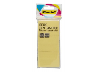 Блок самоклеящийся бумажный Silwerhof 1188261 38x51мм 100лист. 75г/м2 пастель желтый европодвес (упак.3шт)