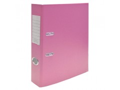 Папка-регистратор 75 мм, PVC, розовая, с металлической окантовкой