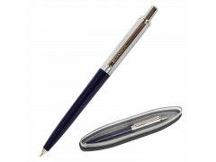 Ручка бизнес-класса шариковая BRAUBERG, СИНЯЯ, корпус серебристый с черным, 0,5мм, 143484