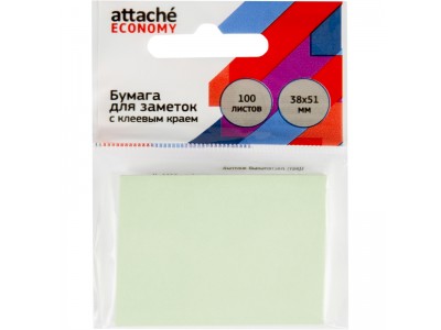 Бумага для заметок с клеевым краем Attache 38x51 мм, 100 л, пастел зеленый, арт.1407998