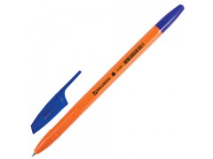 Ручка шариковая BRAUBERG, корпус оранжевый, узел 0,7мм, линия 0,35мм, синяя, 142409