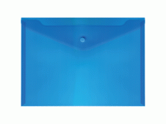 Папка-конверт на кнопке "Attomex" A4 (325x235 мм) 150 мкм, полупрозрачная синяя, арт. 3071055