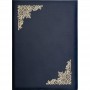 Папка адресная А4 с тиснеными золотыми уголками "ВИНЬЕТКА", с поролоном, синяя, арт. 995405