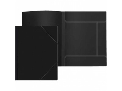 Папка на резинках "Attomex" A4, 450 мкм, фактура "песок", 3 клапана, черная , арт. 3070404