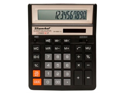 Калькулятор настольный Silwerhof SH-888X-12 черный 12-разр., 1789257