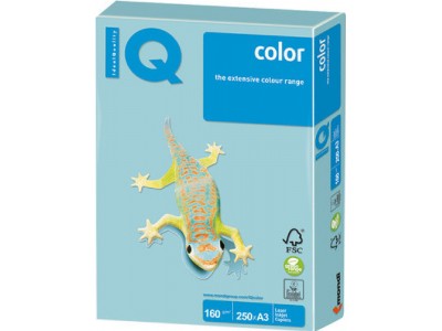 Бумага цветная IQ COLOR, голубой, пл. 160г/м2, ф.А3, 250л., арт. MB30