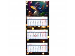 Календарь квартальный 3 бл. на 3 гр. OfficeSpace Mini premium "Символ года", с бегунком, 2024г. 352351