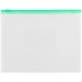 Папка-конверт на zip-молнии OfficeSpace А5, полипропилен, 150мкм, прозрачная, карман, молния зеленая 329763