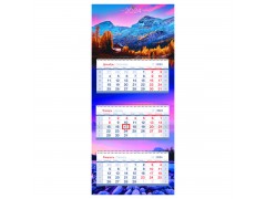 Календарь квартальный 3 бл. на 3 гр. OfficeSpace Mini premium "Природа", с бегунком, 2024г. 352350