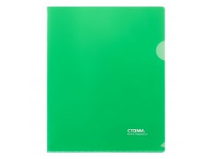 Папка-уголок СТАММ А5, 180мкм, пластик, прозрачная, зеленая ММ-30955