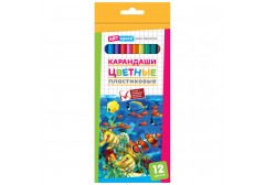 Карандаши цветные пластиковые ArtSpace "Подводный мир", 12цв., заточен., картон, европодвес 237346