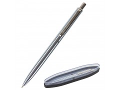 Ручка бизнес-класса шариковая BRAUBERG, СИНЯЯ, корпус серебристый с хромом, 0,5мм, 143474