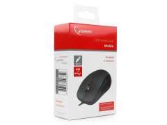 Мышь Gembird MOP-100, USB, черный, 2 кнопки+колесо кнопка, 1000 DPI, кабель 1.45-1.5м