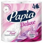 Бумага туалетная PAPIA белая Deluxe Дольче Вита четырехслойная 4шт/уп.