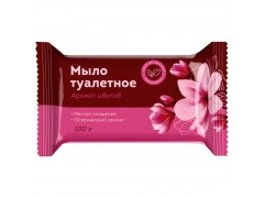 Мыло туалетное OfficeClean "Аромат цветов", флоу-пак, 100г., 340316