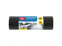 Мешки для мусора 180л OfficeClean ПВД, 90*110см, 35мкм, 10шт., черные, в рулоне, 355034